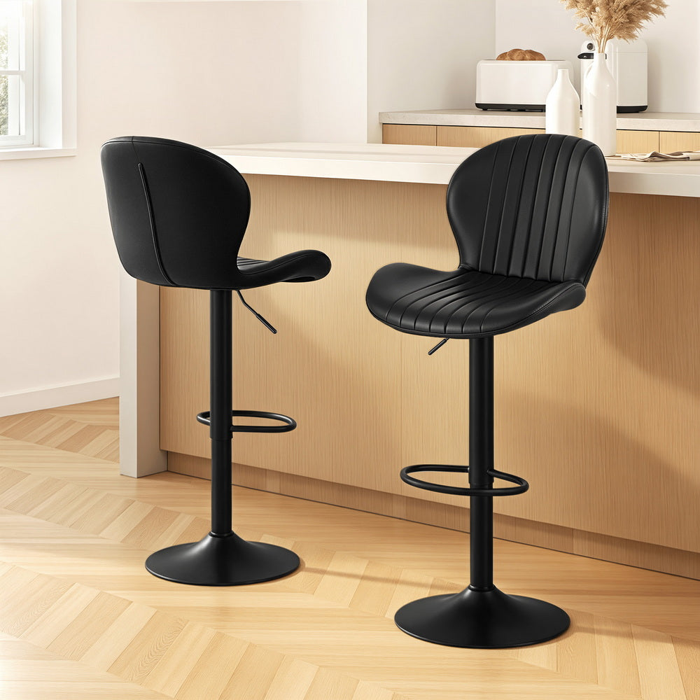 Tavi PU Leather Gas-Lift Swivel Bar Stool Set of 2 – Black — image 7