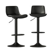 Fynn PU Leather Gas-Lift Swivel Bar Stool Set of 2 – Black