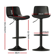 Fynn PU Leather Gas-Lift Swivel Bar Stool Set of 2 – Black