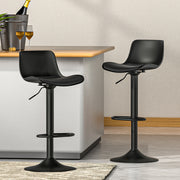 Fynn PU Leather Gas-Lift Swivel Bar Stool Set of 2 – Black