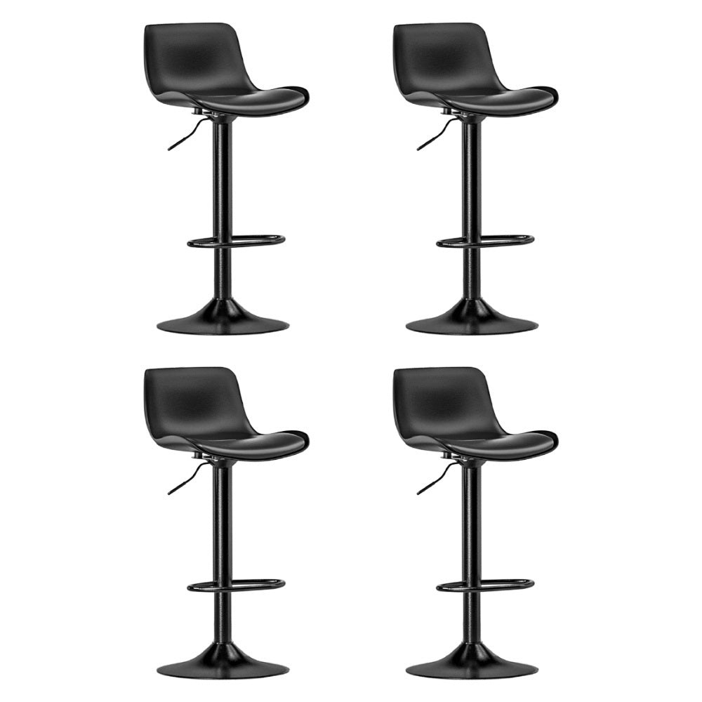 Fynn PU Leather Gas-Lift Swivel Bar Stool Set of 4 – Black