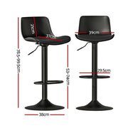 Fynn PU Leather Gas-Lift Swivel Bar Stool Set of 4 – Black