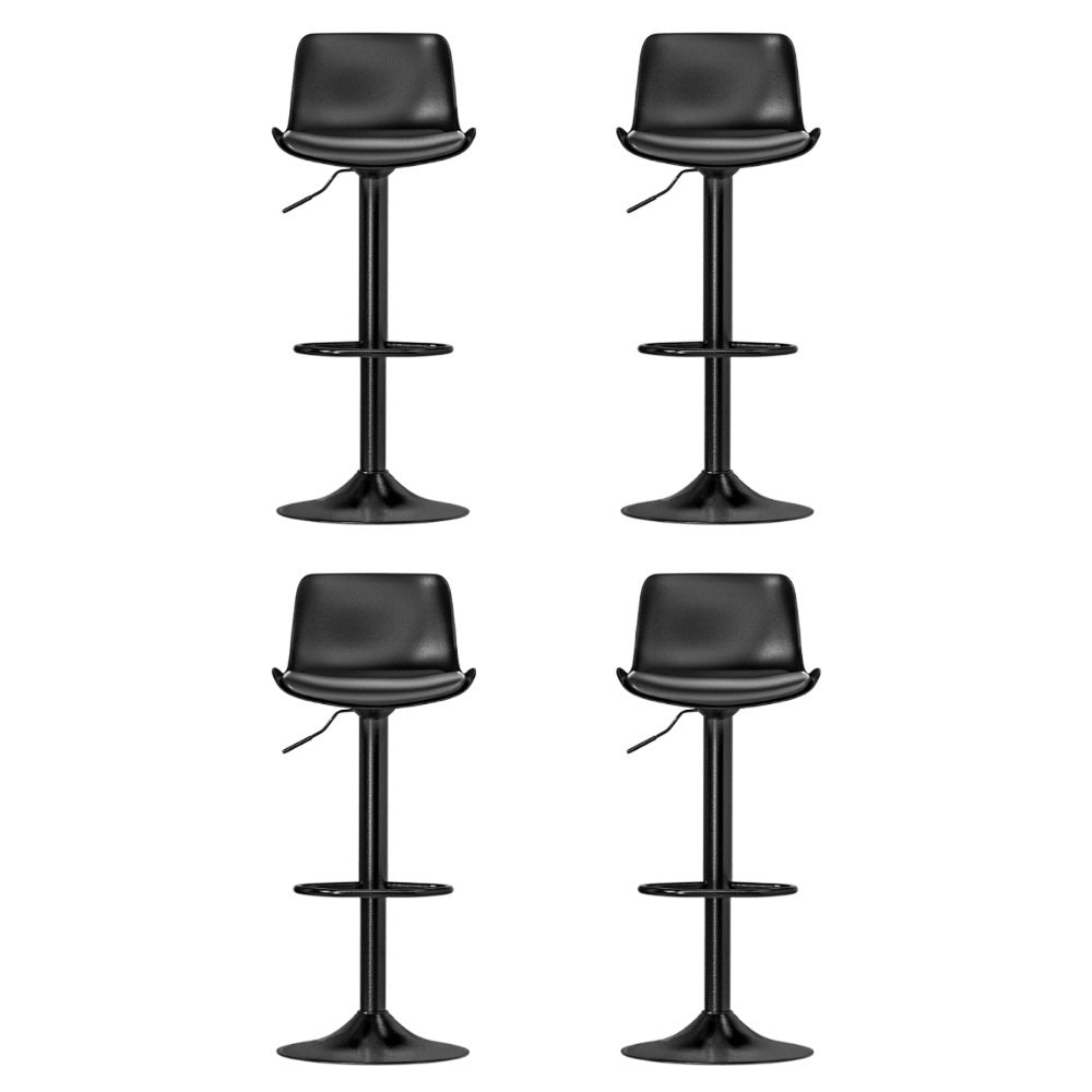 Fynn PU Leather Gas-Lift Swivel Bar Stool Set of 4 – Black