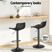 Fynn PU Leather Gas-Lift Swivel Bar Stool Set of 4 – Black