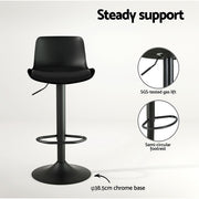 Fynn PU Leather Gas-Lift Swivel Bar Stool Set of 4 – Black