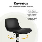 Fynn PU Leather Gas-Lift Swivel Bar Stool Set of 4 – Black