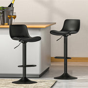 Fynn PU Leather Gas-Lift Swivel Bar Stool Set of 4 – Black