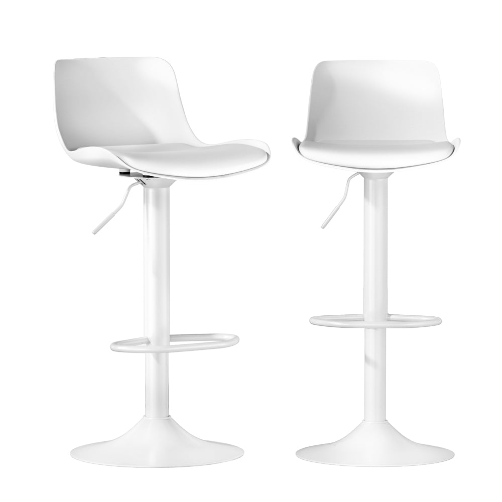 Fynn PU Leather Gas-Lift Swivel Bar Stool Set of 2 – White