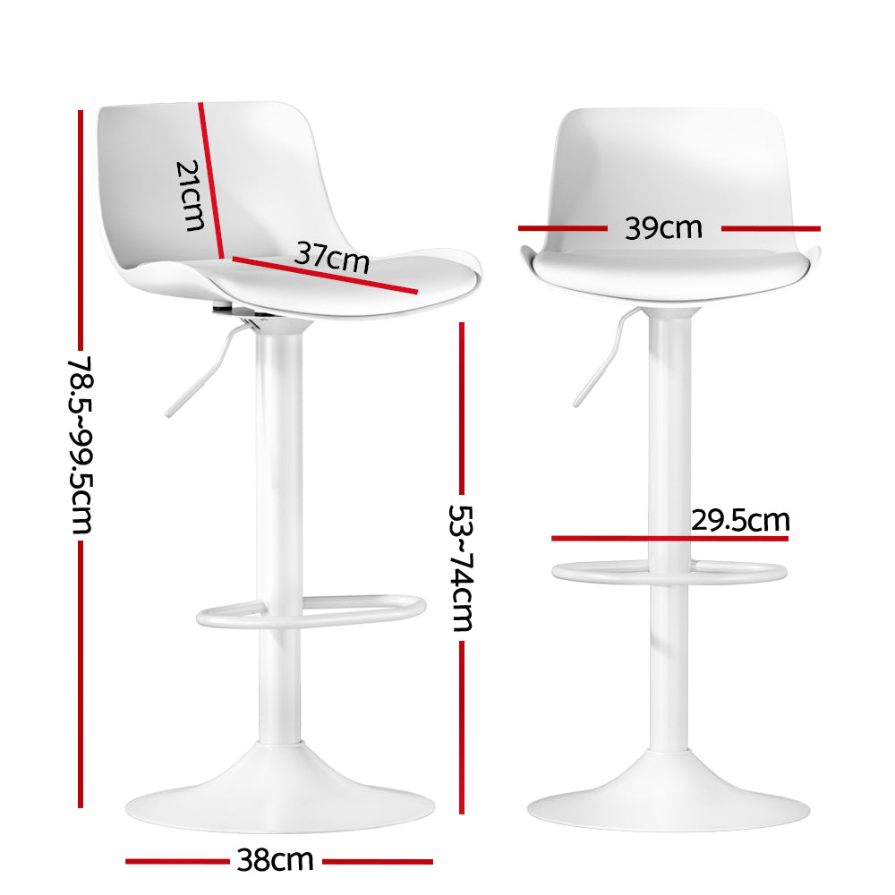 Fynn PU Leather Gas-Lift Swivel Bar Stool Set of 2 – White