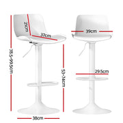 Fynn PU Leather Gas-Lift Swivel Bar Stool Set of 2 – White