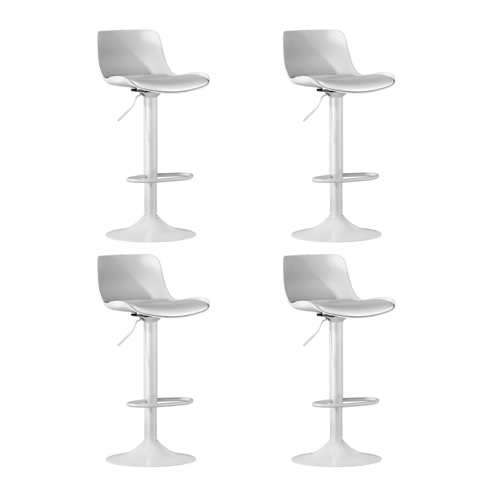 Fynn PU Leather Gas-Lift Swivel Bar Stool Set of 4 – White