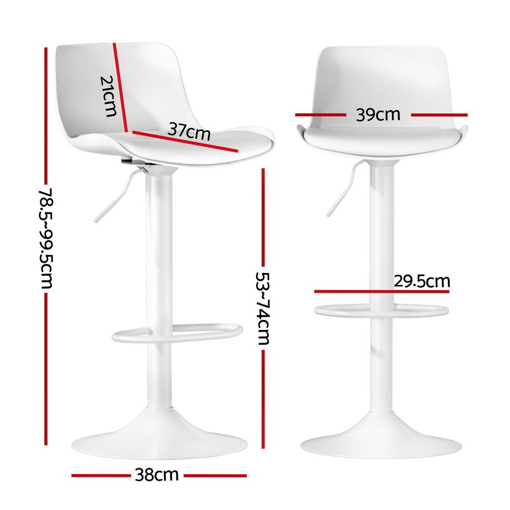 Fynn PU Leather Gas-Lift Swivel Bar Stool Set of 4 – White