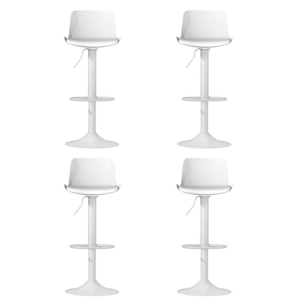 Fynn PU Leather Gas-Lift Swivel Bar Stool Set of 4 – White