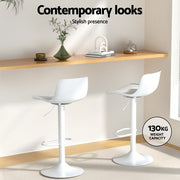 Fynn PU Leather Gas-Lift Swivel Bar Stool Set of 4 – White