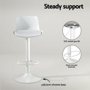 Fynn PU Leather Gas-Lift Swivel Bar Stool Set of 4 – White