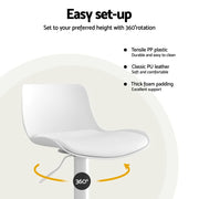 Fynn PU Leather Gas-Lift Swivel Bar Stool Set of 4 – White