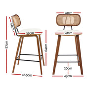 Kaia Rattan & PU Leather Counter Stool Set of 2 – Beige & Walnut — image 2