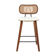 Kaia Rattan & PU Leather Counter Stool Set of 2 – Beige & Walnut — image 3
