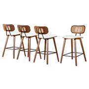 Kaia Rattan & PU Leather Counter Stool Set of 4 – Beige & Walnut — image 1