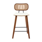 Kaia Rattan & PU Leather Counter Stool Set of 4 – Beige & Walnut — image 3