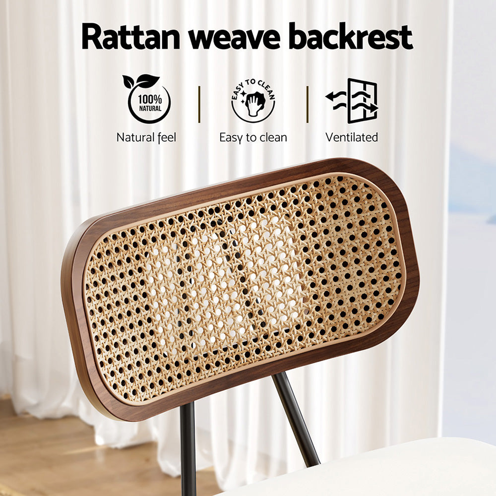 Kaia Rattan & PU Leather Counter Stool Set of 4 – Beige & Walnut — image 4