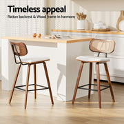 Kaia Rattan & PU Leather Counter Stool Set of 4 – Beige & Walnut — image 6