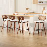 Kaia Rattan & PU Leather Counter Stool Set of 4 – Beige & Walnut — image 7