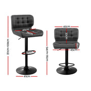 Elara PU Leather Gas-Lift Swivel Bar Stool Set of 4 – Grey