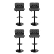 Elara PU Leather Gas-Lift Swivel Bar Stool Set of 4 – Grey