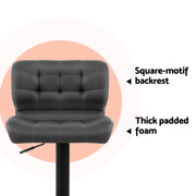 Elara PU Leather Gas-Lift Swivel Bar Stool Set of 4 – Grey