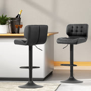 Elara PU Leather Gas-Lift Swivel Bar Stool Set of 4 – Grey