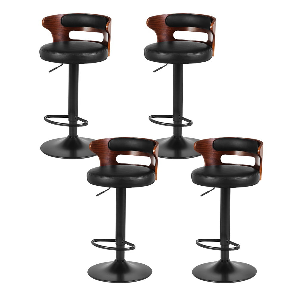 Gabriel PU Leather Gas-Lift Swivel Bar Stool Set of 4 – Black