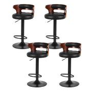 Gabriel PU Leather Gas-Lift Swivel Bar Stool Set of 4 – Black