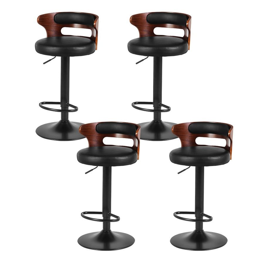 Gabriel PU Leather Gas-Lift Swivel Bar Stool Set of 4 – Black