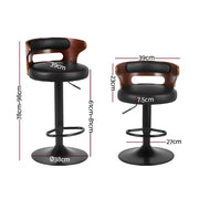 Gabriel PU Leather Gas-Lift Swivel Bar Stool Set of 4 – Black