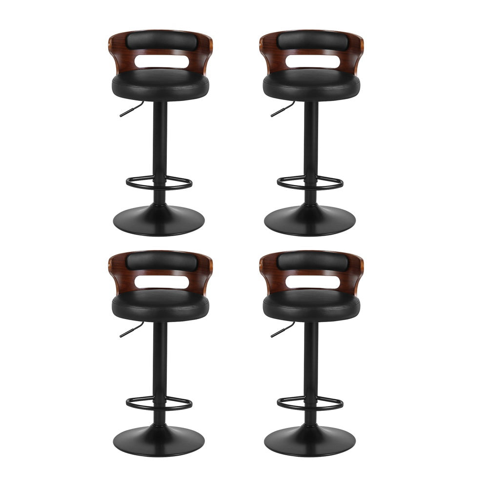 Gabriel PU Leather Gas-Lift Swivel Bar Stool Set of 4 – Black