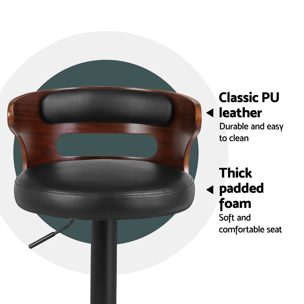 Gabriel PU Leather Gas-Lift Swivel Bar Stool Set of 4 – Black