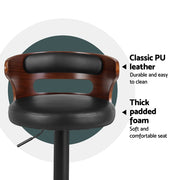 Gabriel PU Leather Gas-Lift Swivel Bar Stool Set of 4 – Black