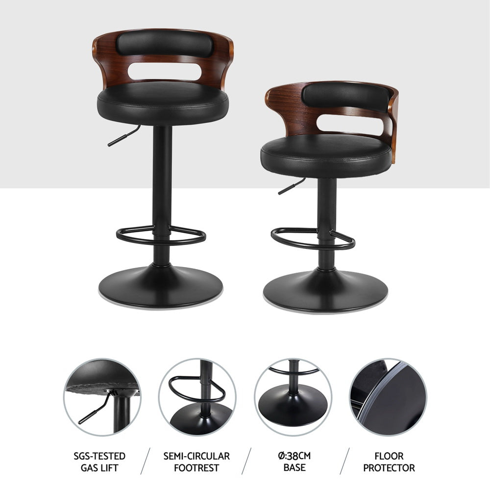 Gabriel PU Leather Gas-Lift Swivel Bar Stool Set of 4 – Black