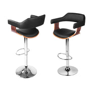 Selina PU Leather Gas-Lift Swivel Bar Stool Set of 4 – Black