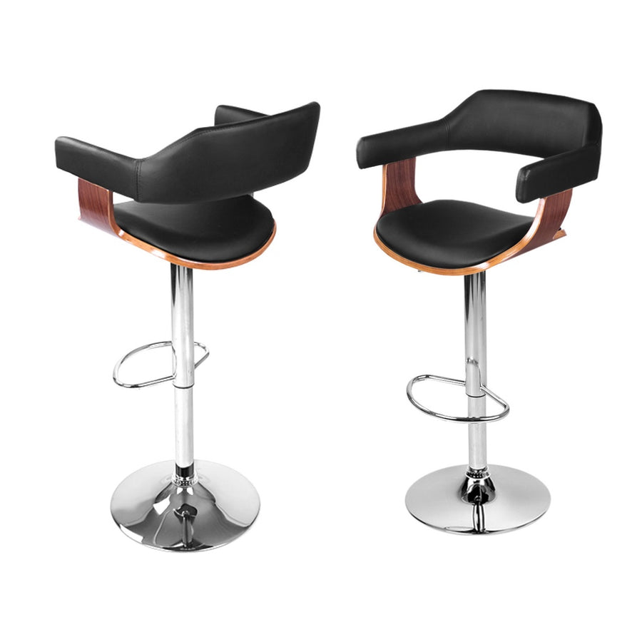 Selina PU Leather Gas-Lift Swivel Bar Stool Set of 4 – Black