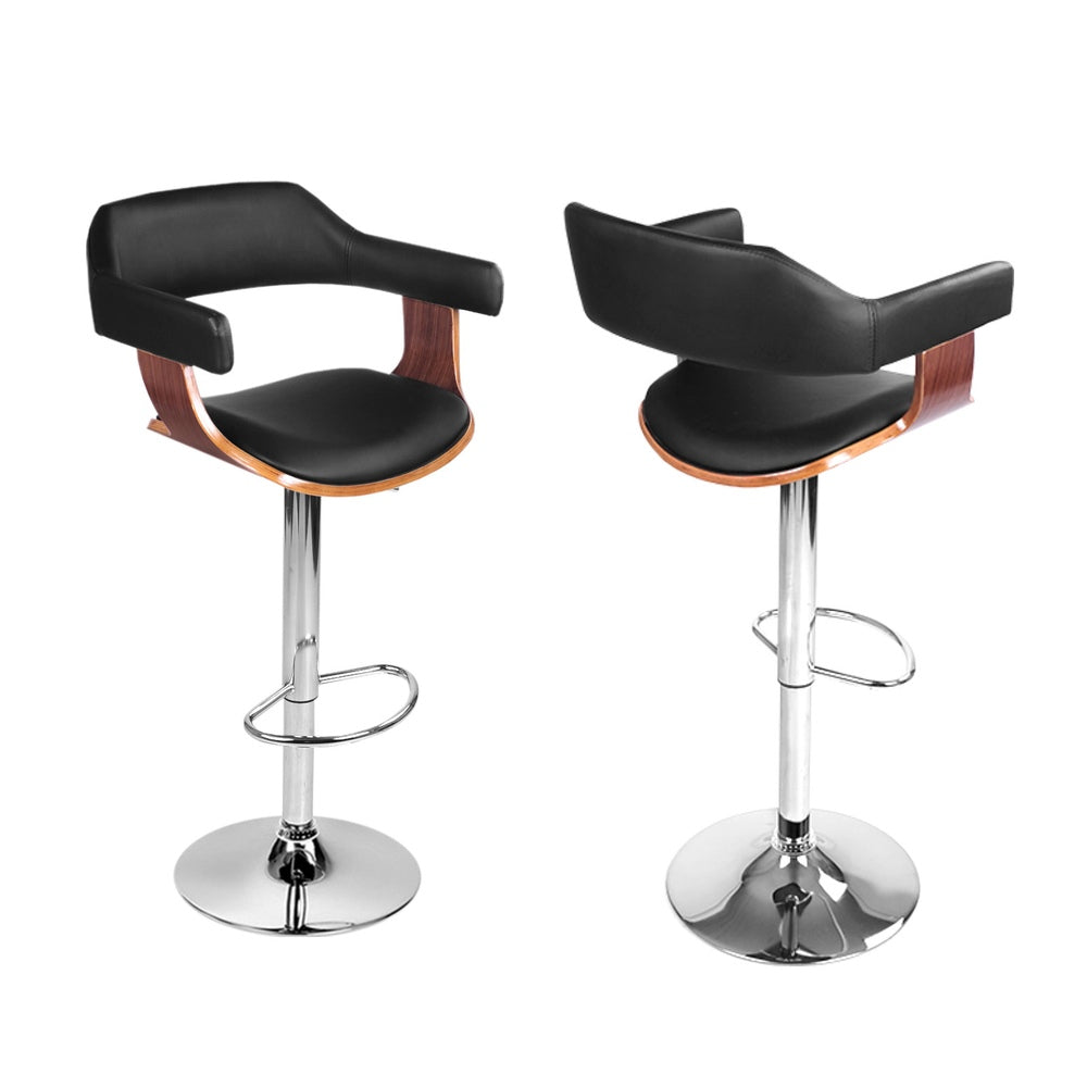 Selina PU Leather Gas-Lift Swivel Bar Stool Set of 4 – Black