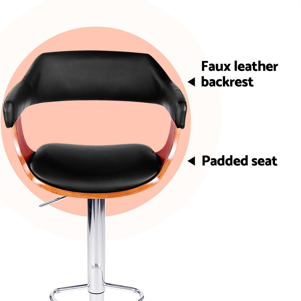 Selina PU Leather Gas-Lift Swivel Bar Stool Set of 4 – Black