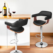 Selina PU Leather Gas-Lift Swivel Bar Stool Set of 4 – Black
