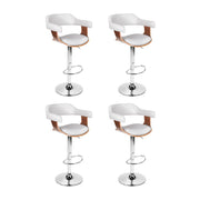 Selina PU Leather Gas-Lift Swivel Kitchen Bar Stool Set of 4 – White & Wood — image 1