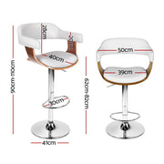 Selina PU Leather Gas-Lift Swivel Kitchen Bar Stool Set of 4 – White & Wood — image 2