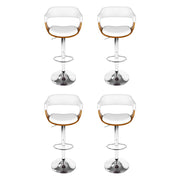 Selina PU Leather Gas-Lift Swivel Kitchen Bar Stool Set of 4 – White & Wood — image 3