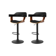 Sabrina PU Leather Gas-Lift Swivel Bar Stool Set of 2 – Black