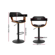 Sabrina PU Leather Gas-Lift Swivel Bar Stool Set of 2 – Black