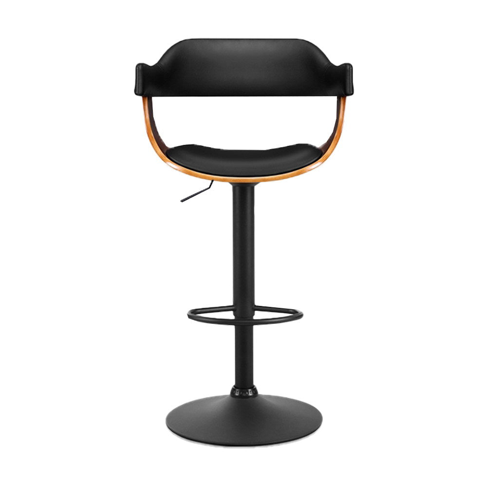 Sabrina PU Leather Gas-Lift Swivel Bar Stool Set of 2 – Black